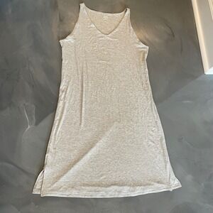 Sleeveless V-Neck Midi Dress in Light Gray